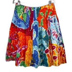 Lauren Ralph Lauren Watercolor Print A-Line Skirt Size 6 Vibrant Artsy